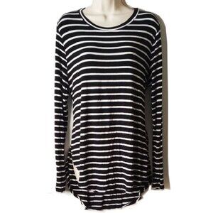 *50off3* Hyfve Striped Long Sleeve Knit Tunic Top L Black White